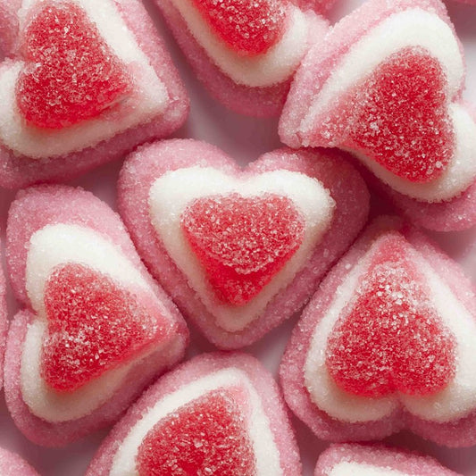 Coeurs tricolores fraise & crème (vrac) FINI