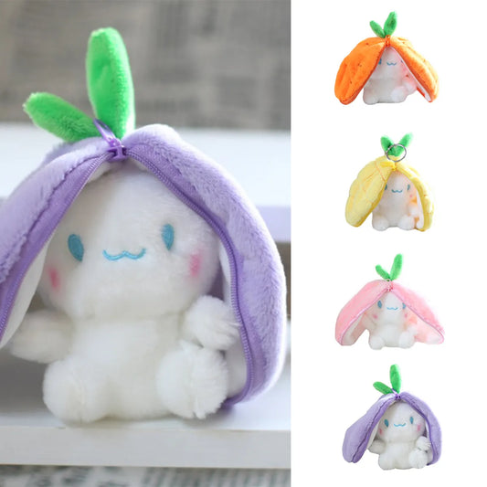 Porte-clé peluche lapin & fruits (10 cm) - au choix